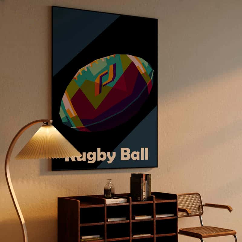 Rugby Ball in wpap pop art thumbnail 4