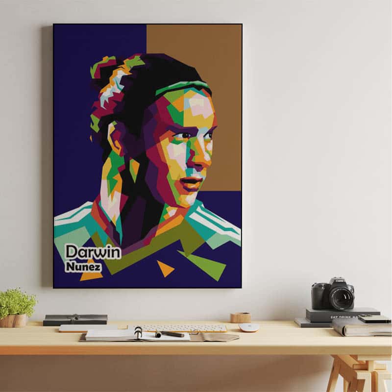 Footballer  Darwin Nunez in amazing wpap pop illustration thumbnail 2