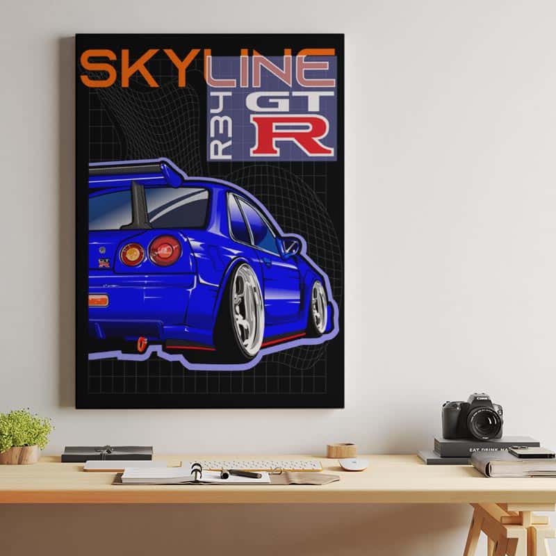 Skyline R34 GTR Blue back thumbnail 2