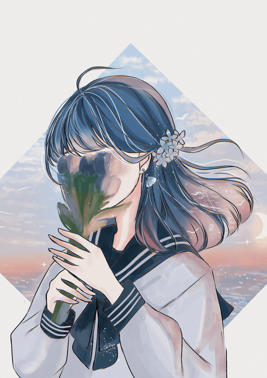 Anime girl, in the sea preview