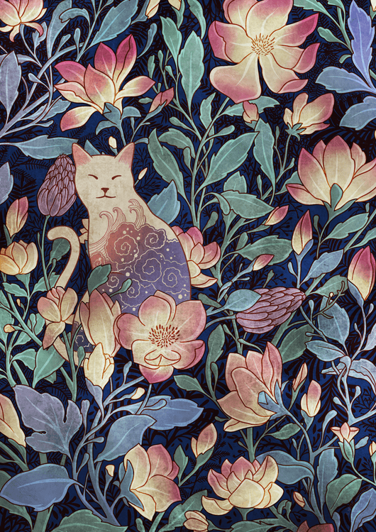 Cat and magnolia preview