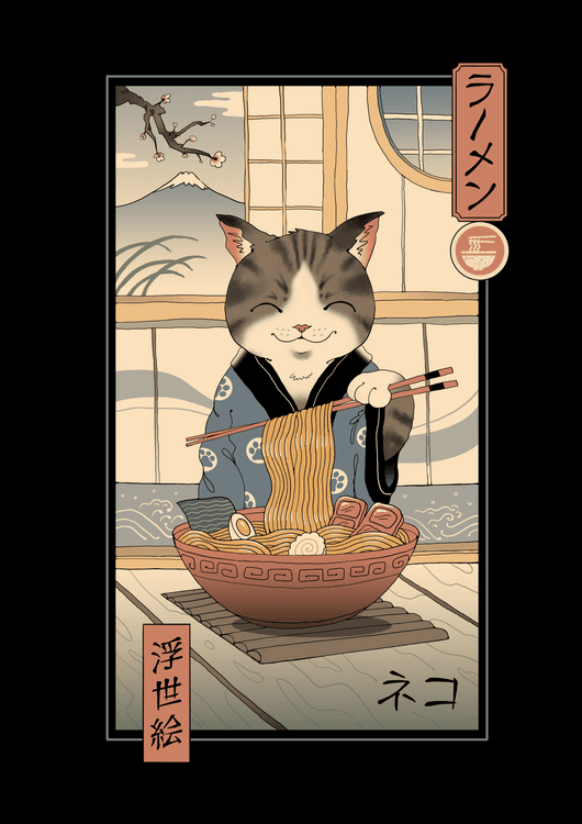 Neko Ramen Ukiyo-e preview