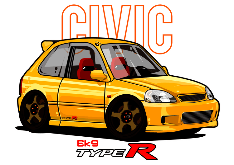 Honda Civic EK9 Type R CARtoon . CARicature preview