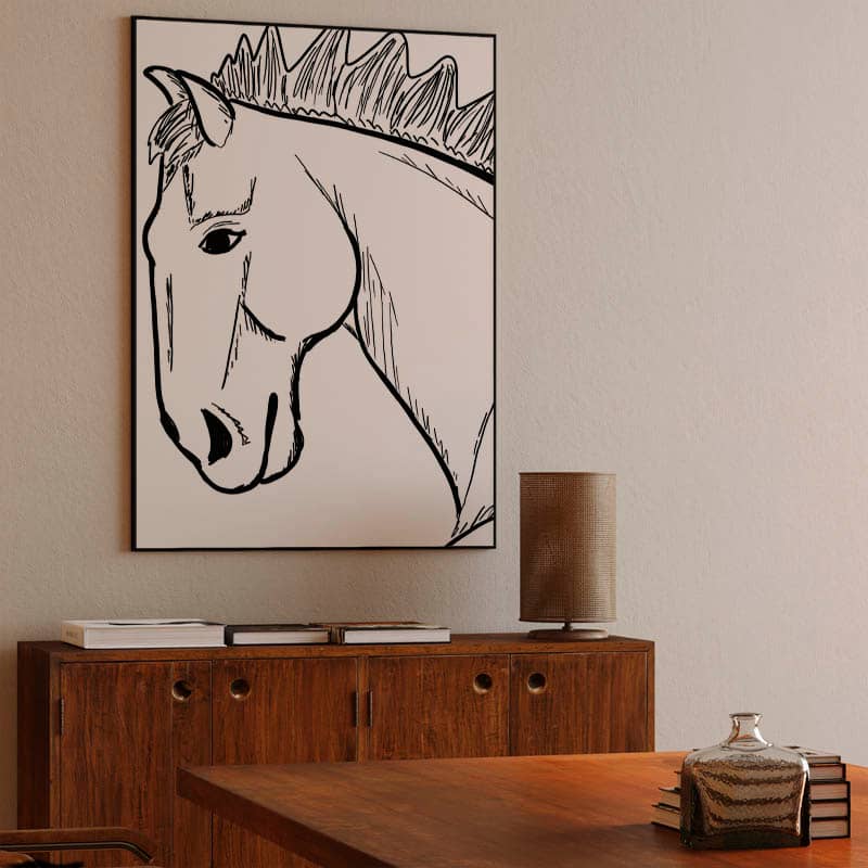 Black and white, horse head preview