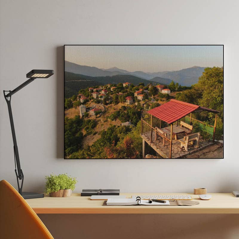 Village and observatory at sunset preview