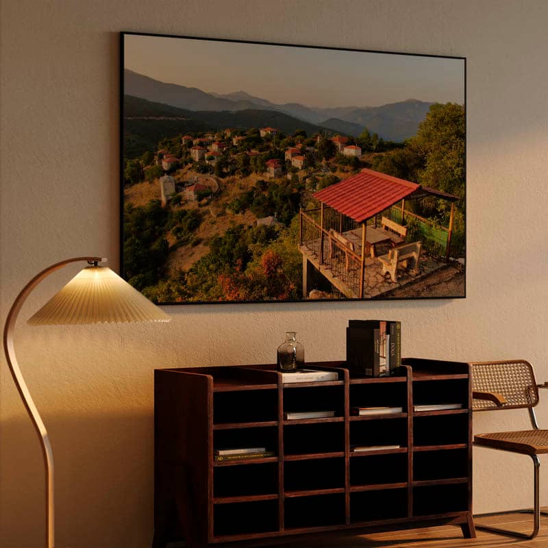 Village and observatory at sunset preview