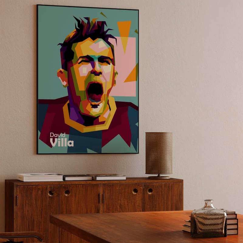 David Villa ekspression goal in pop art preview