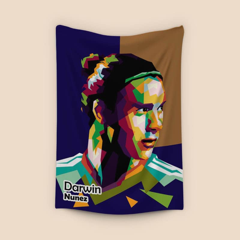 Footballer  Darwin Nunez in amazing wpap pop illustration preview