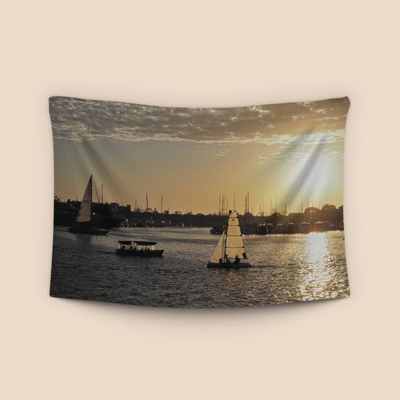 Boats at sunset preview