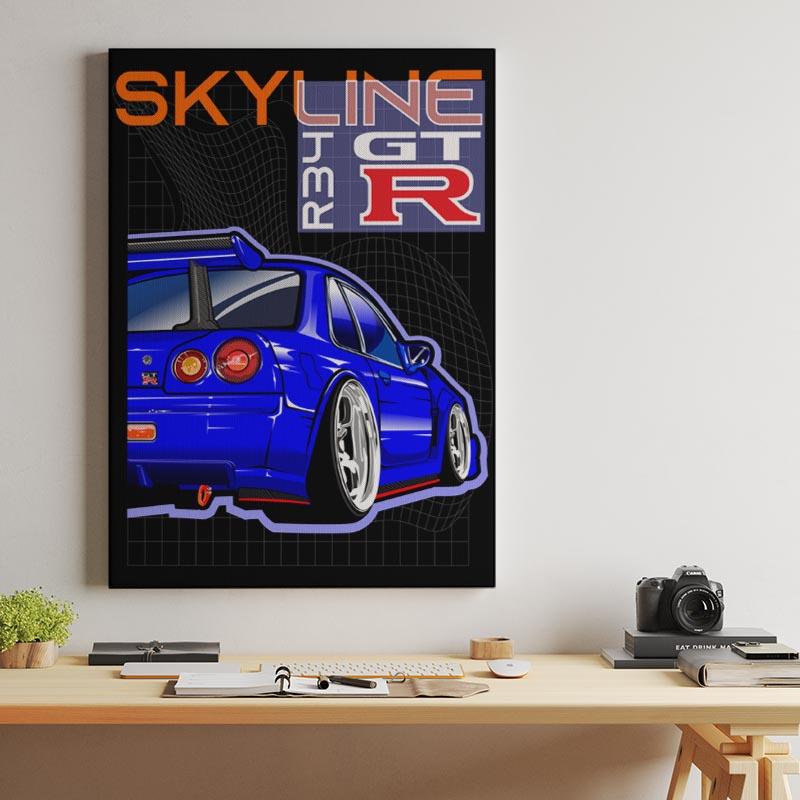 Skyline R34 GTR Blue back