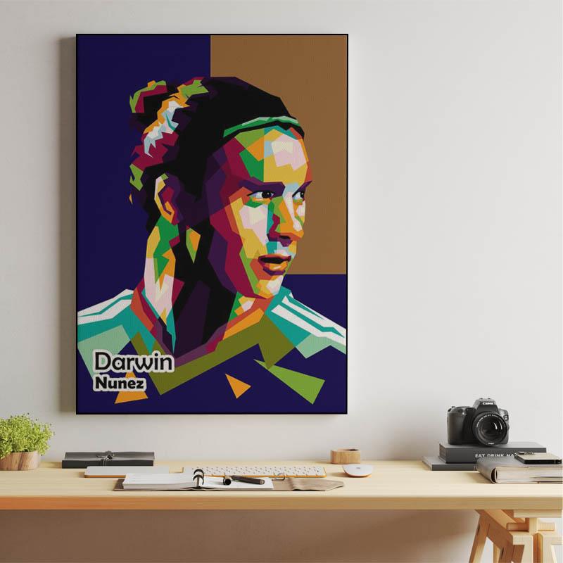 Footballer  Darwin Nunez in amazing wpap pop illustration