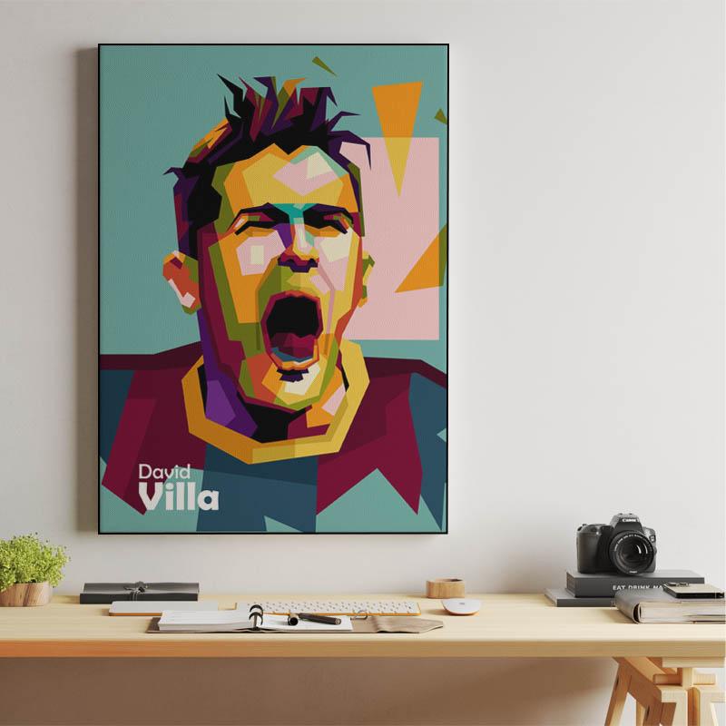 David Villa ekspression goal in pop art