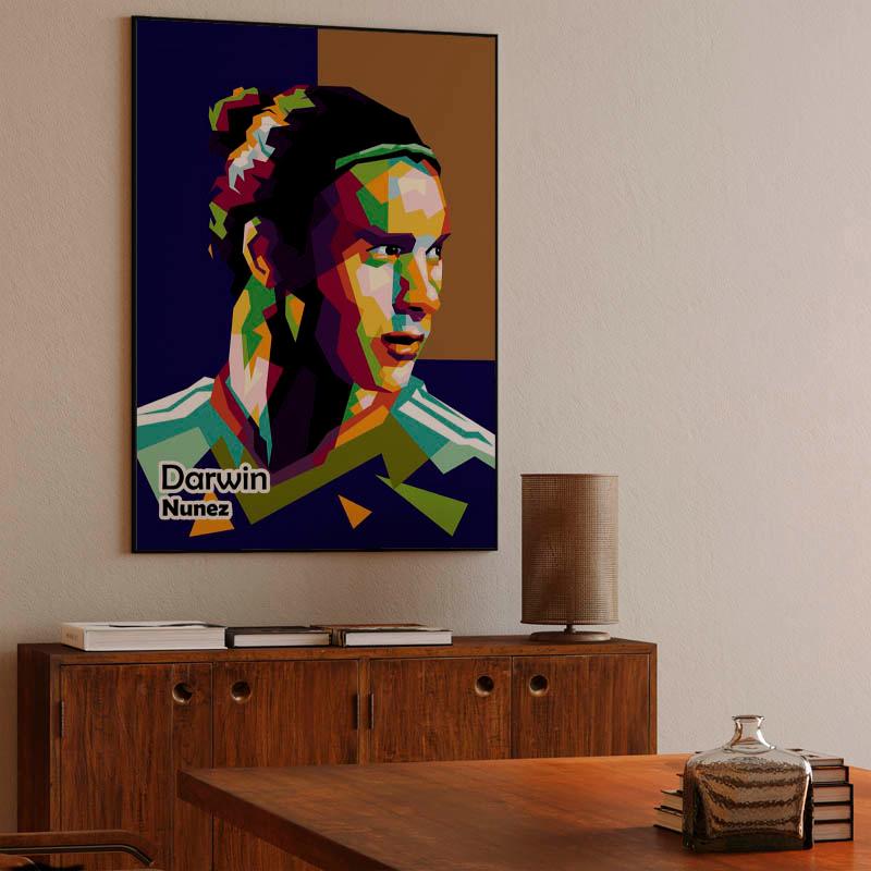 Footballer  Darwin Nunez in amazing wpap pop illustration
