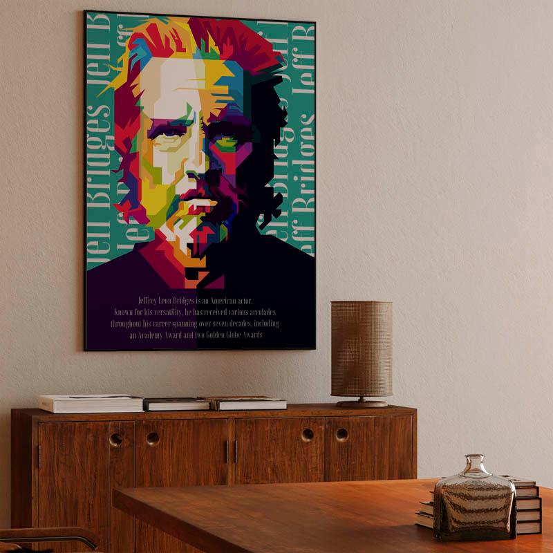 Jeffrey Leon Bridges Pop Art WPAP Illustration - Canvas Print