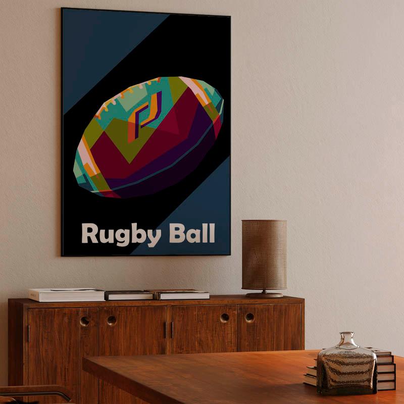 Rugby Ball in wpap pop art