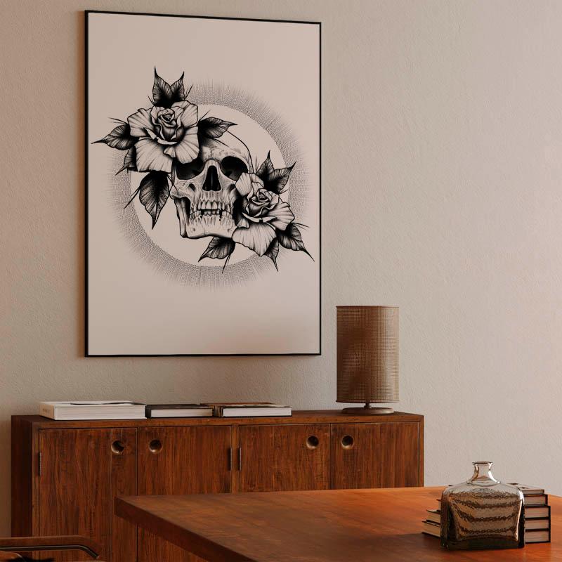 skull and roses