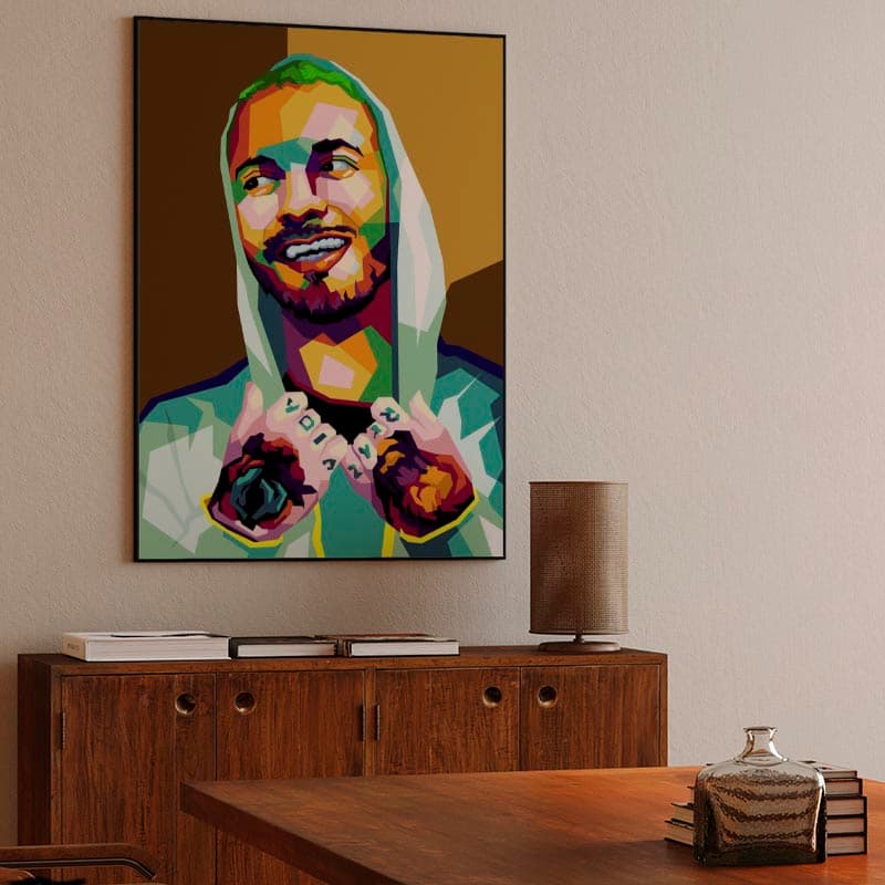 Rapper J Balvin in trending illustration