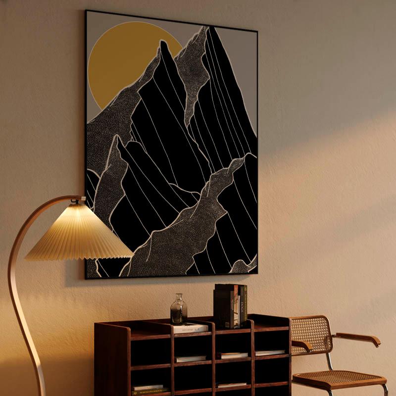 The dark peaks under the golden sun