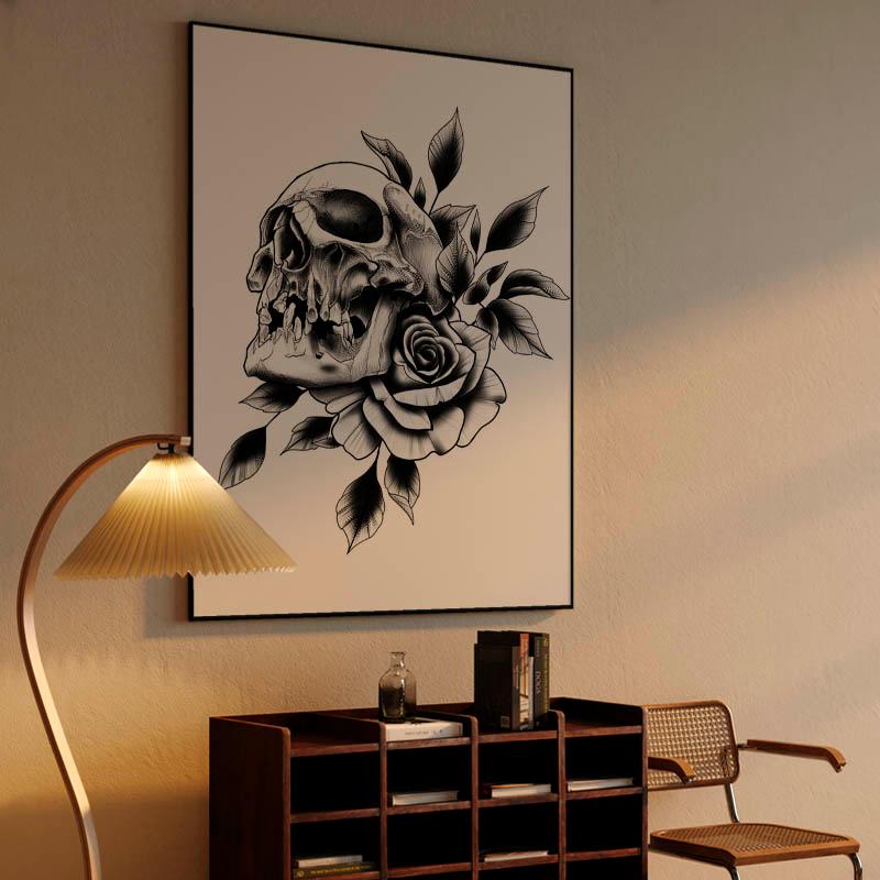 skull and rose