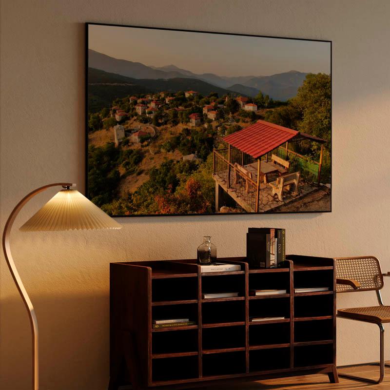 Village and observatory at sunset