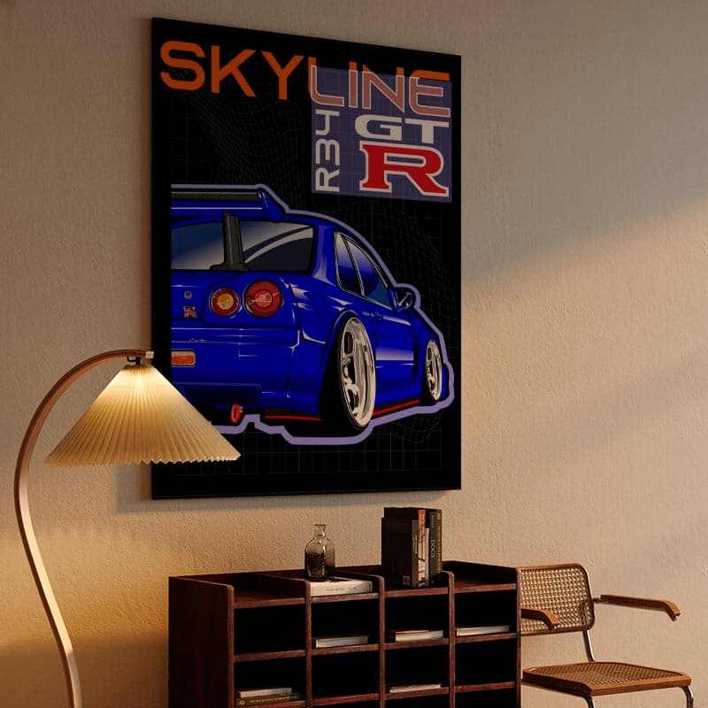 Skyline R34 GTR Blue back
