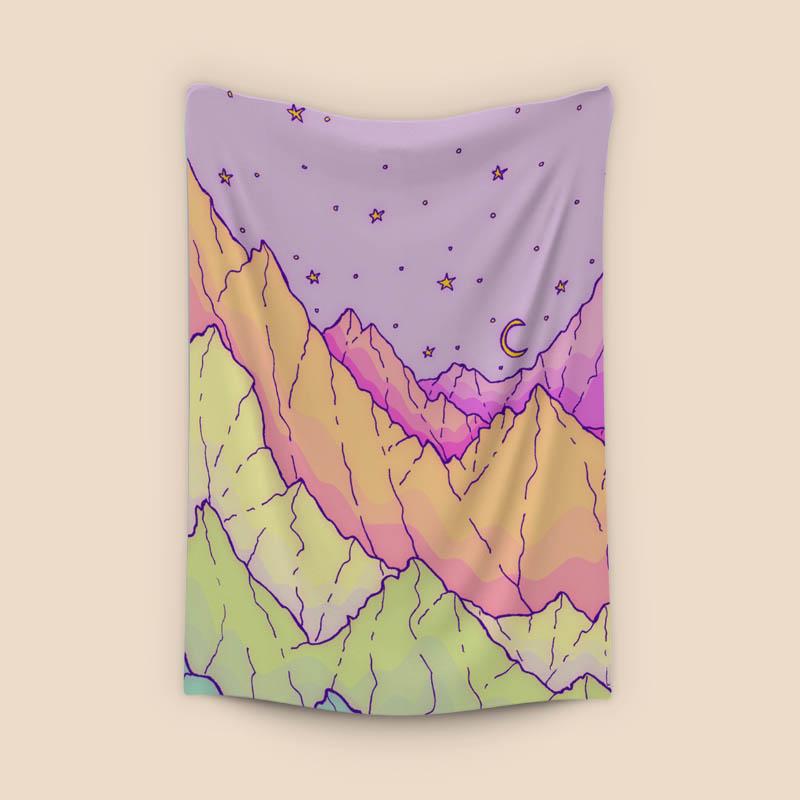 A pastel mountain range