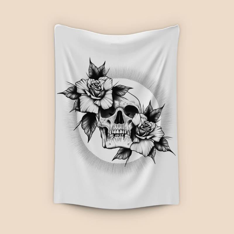 skull and roses