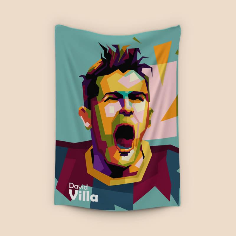 David Villa ekspression goal in pop art