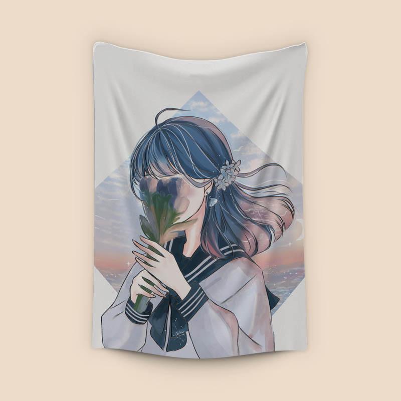 Anime girl, in the sea