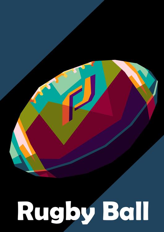 Rugby Ball in wpap pop art