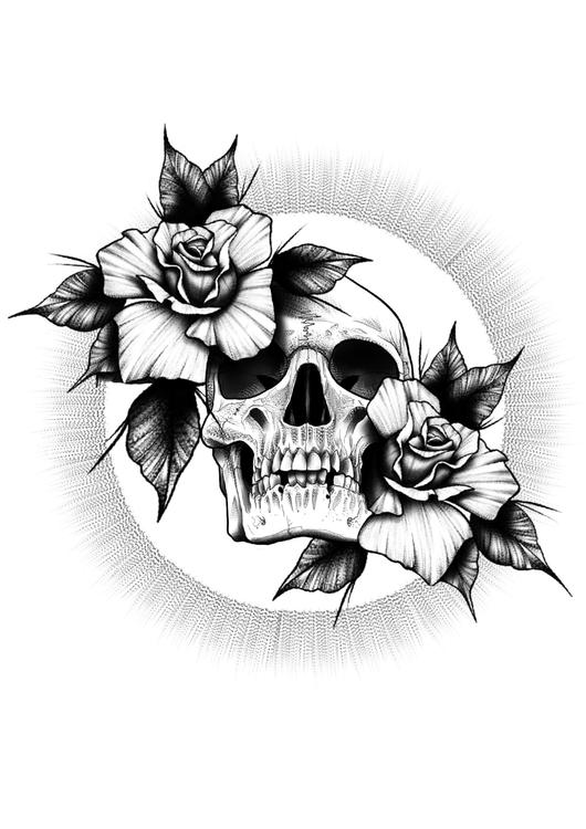 skull and roses