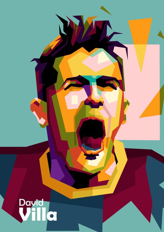 David Villa ekspression goal in pop art