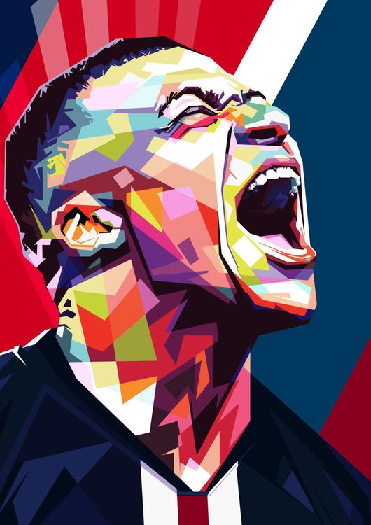 Kylian Mbappé in wpap pop art