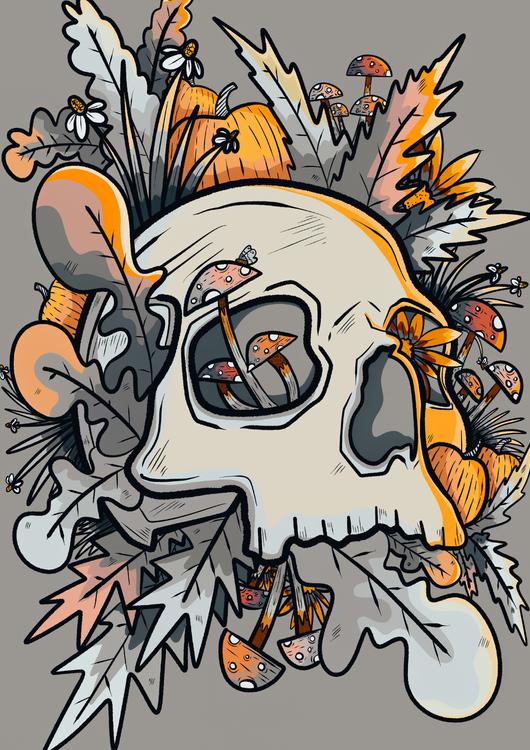 Mushrooms and the skull
