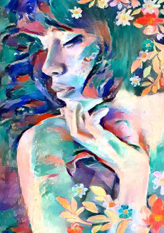 Beautiful Woman and Flowers