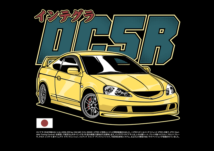 Yellow Honda Integra DC5 Type R