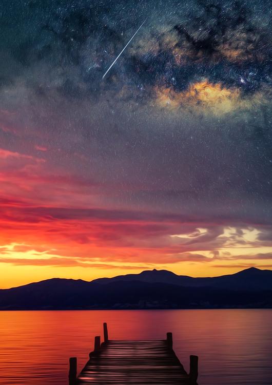 Space view over the lake