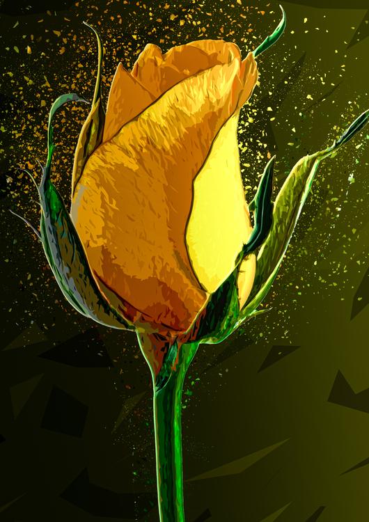 Colored Yellow Rose