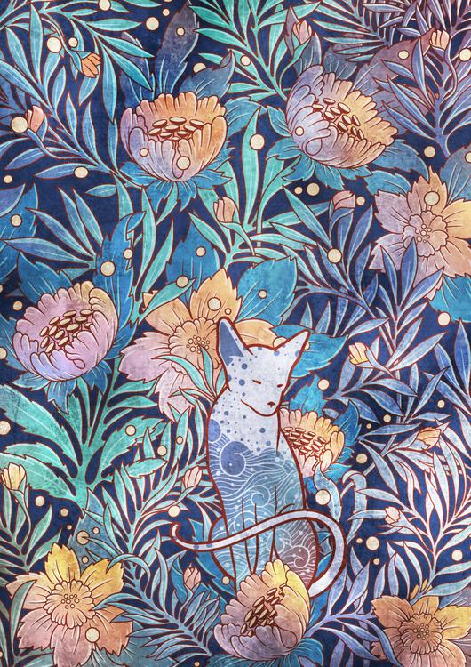 Sphynx and willow bloom