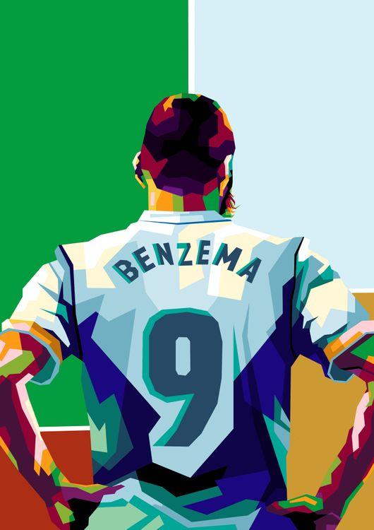 Karim Benzema in legend football illustration