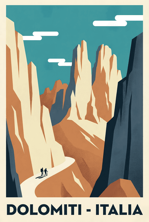 Dolomiti Italia Vintage Travel Poster