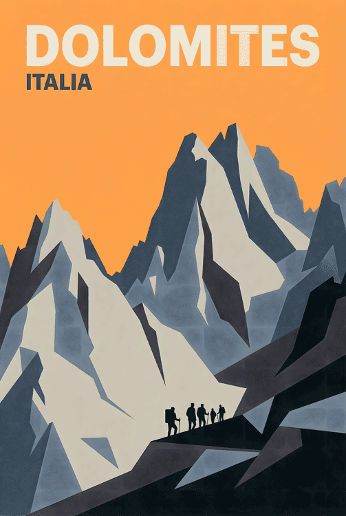Dolomites Italia Vintage Travel Poster