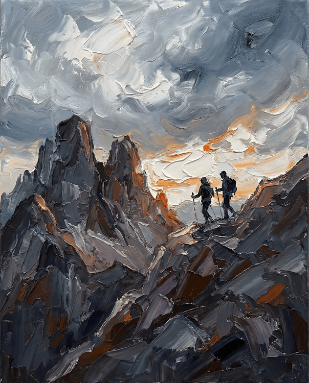 Tre Cime Hikers Impasto Landscape
