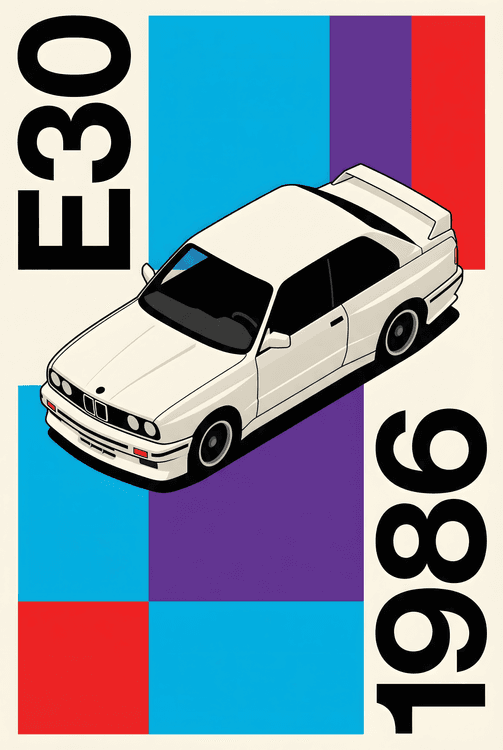 BMW E30 1986 Geometric Poster