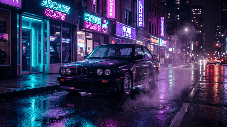 BMW E30 M3 Cyberpunk Neon City