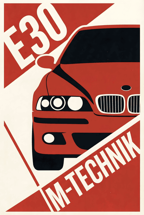 BMW E30 M-Technik Red Graphic