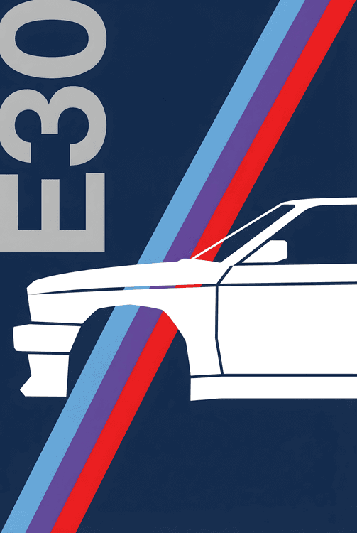 BMW E30 Navy M-Stripe Graphic