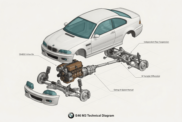 BMW E46 M3 Exploded Technical Diagram