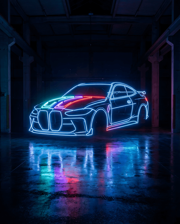 BMW M4 Neon Wireframe