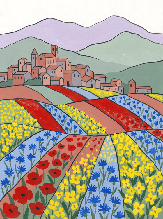 Vibrant Valleys: A Hillside Village in Bloom